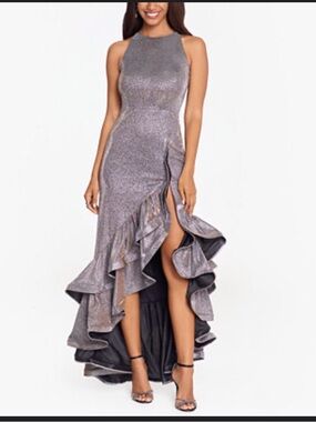 Betsy & Adam Pink and Silver Asymmetrical Sheath Dress NWT size 12P